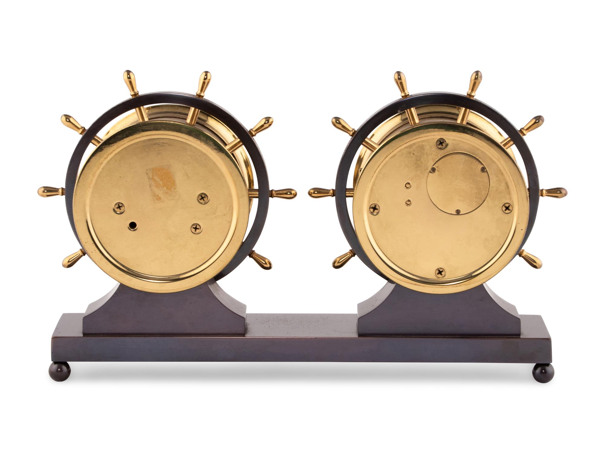 A Chelsea Brass Ship's Clock and Barometer