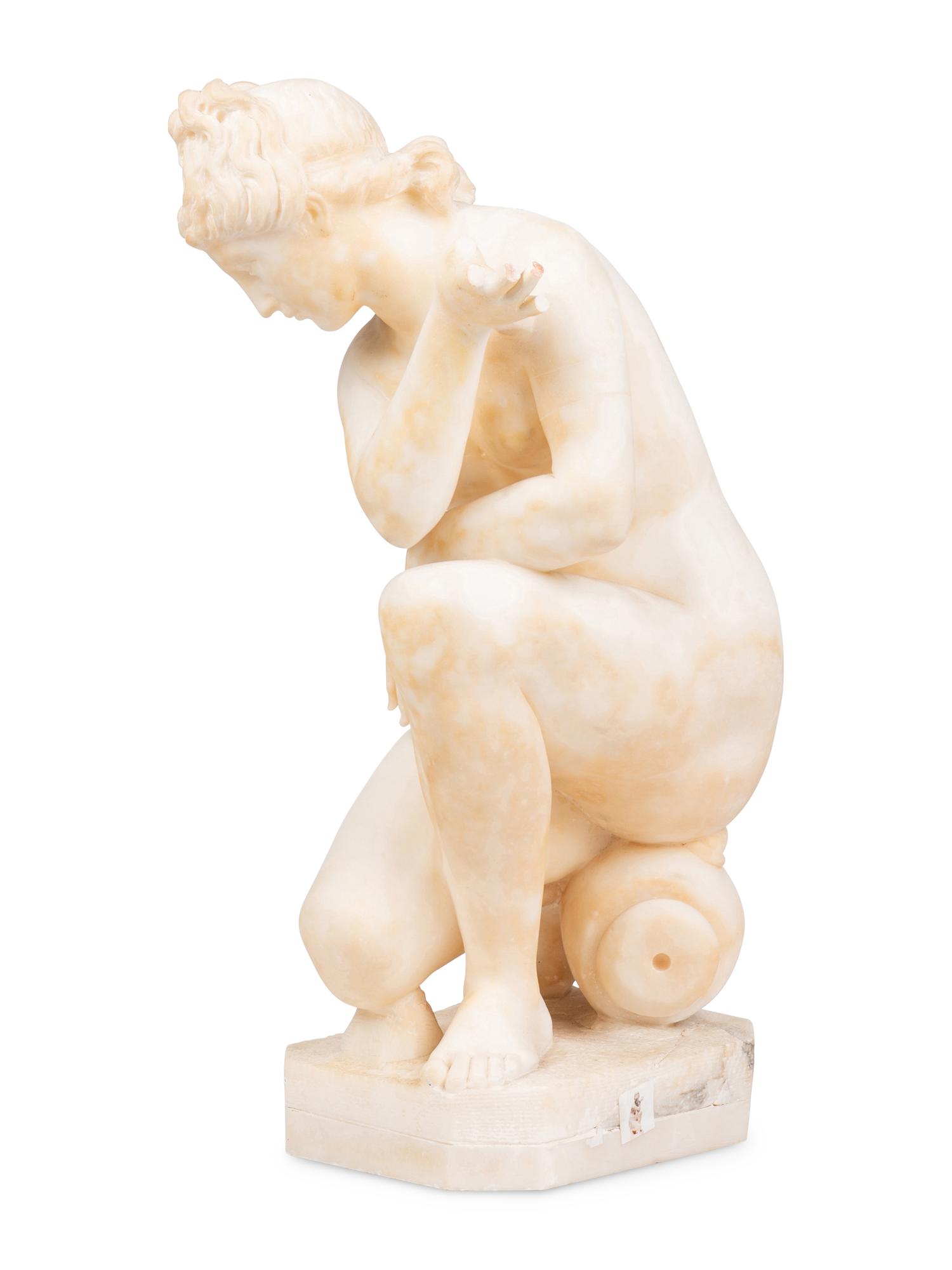 An Alabaster Figure of Crouching Venus