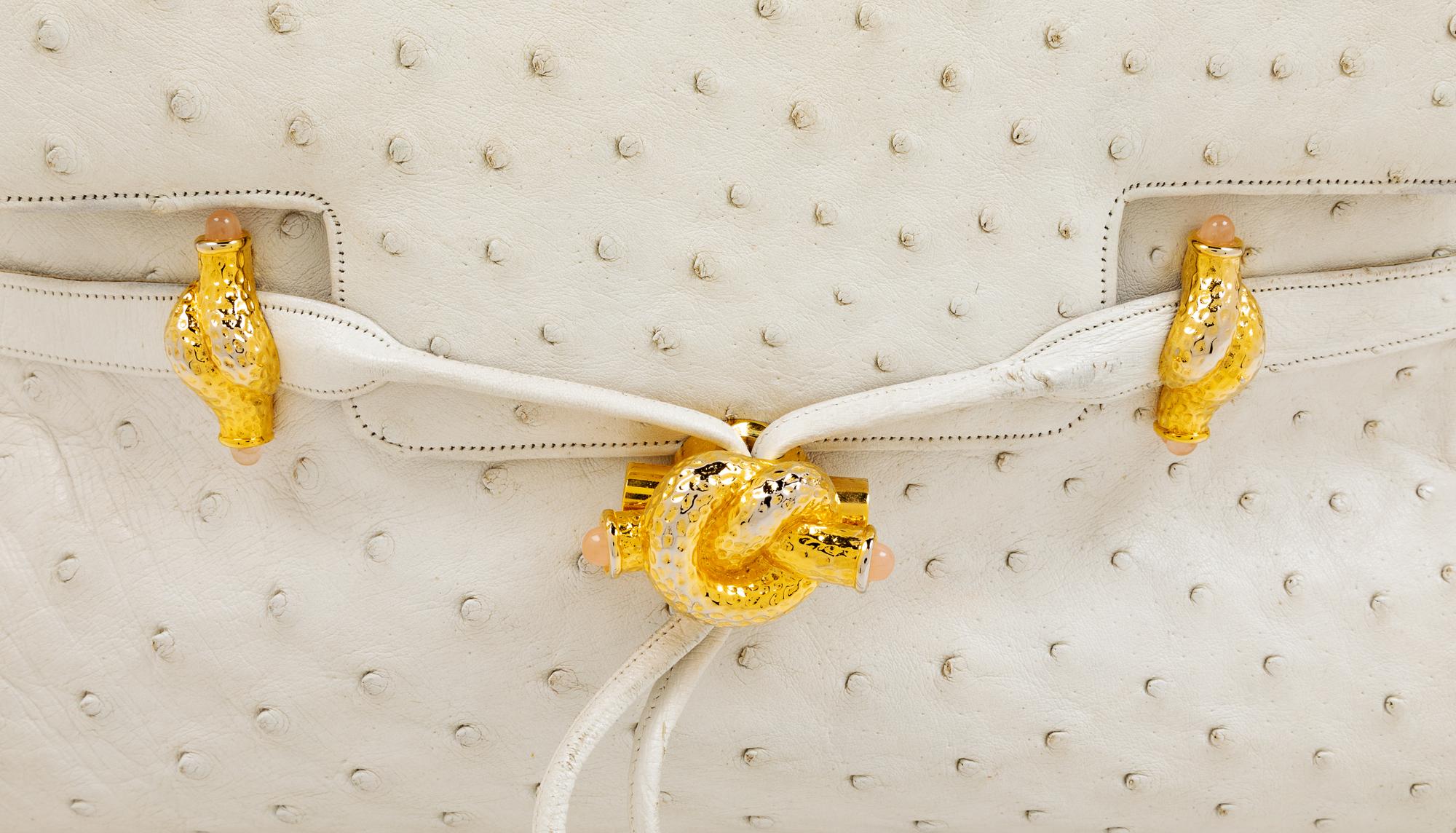 Judith Leiber White Ostrich Bag