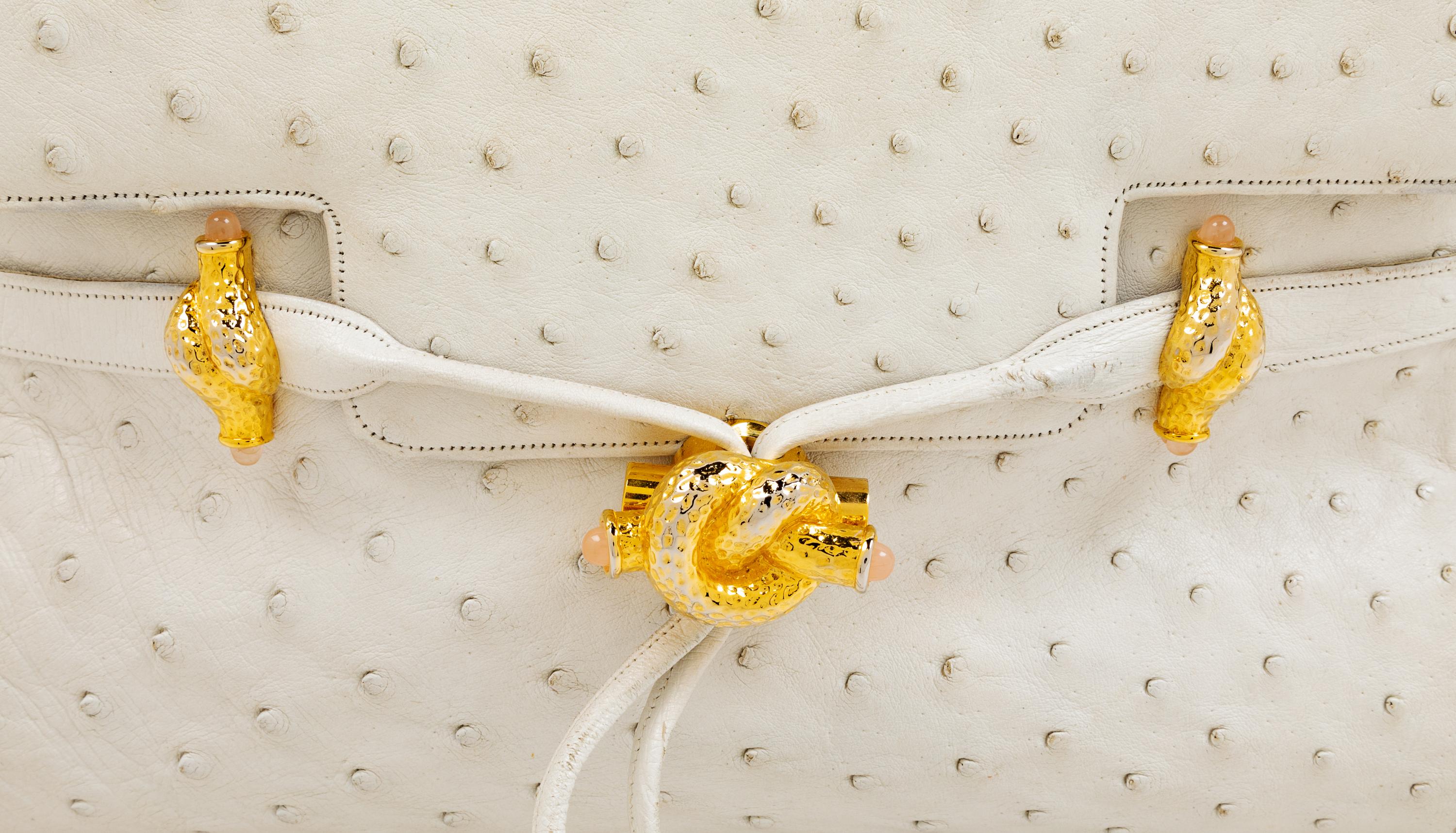 Judith Leiber White Ostrich Bag