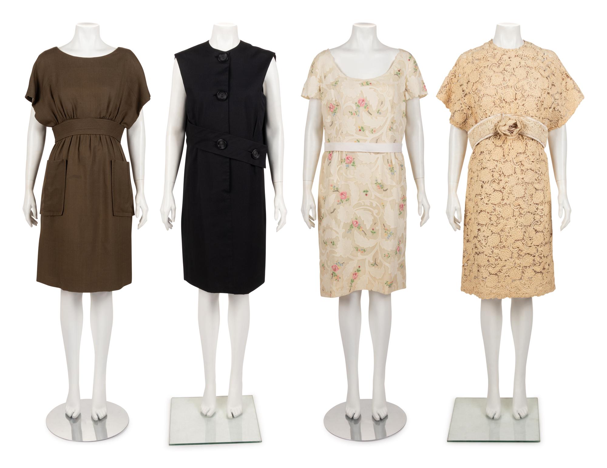 Four Designer Dresses: Three Galanos, One Samuel Winston, 1960's