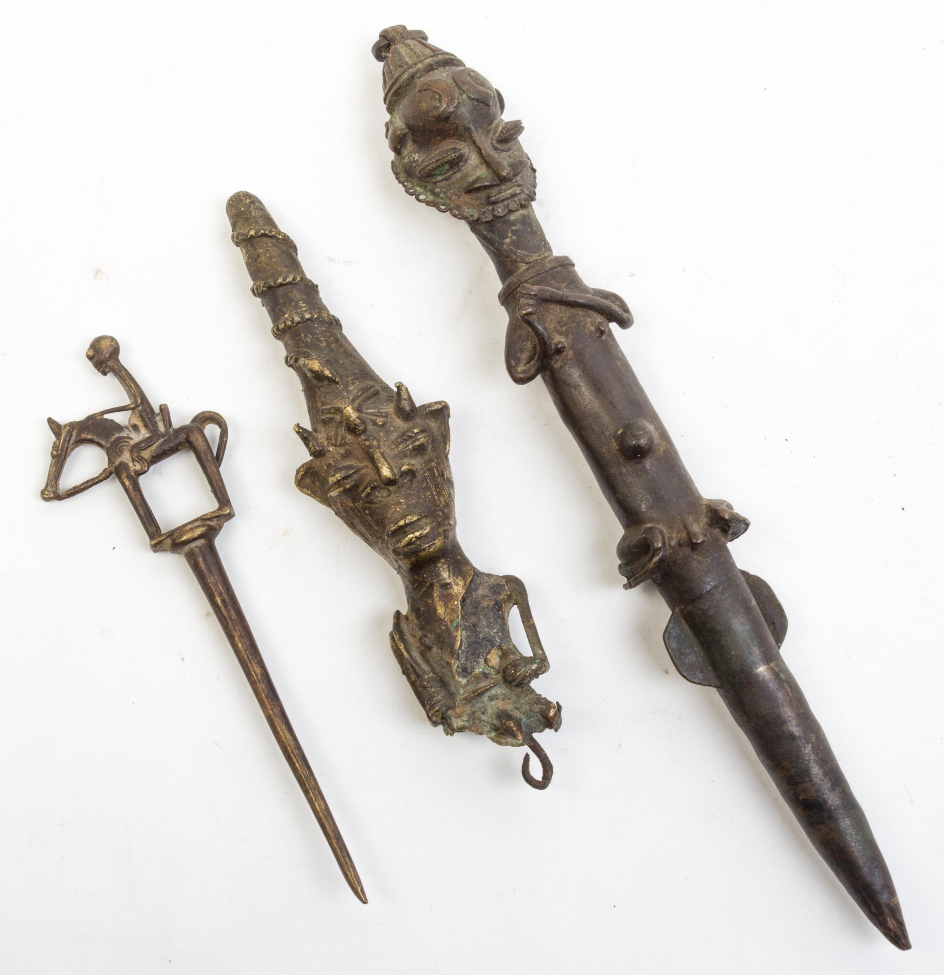A Collection of Bronze and Cast Metal Articles Width of first 4 inches.
