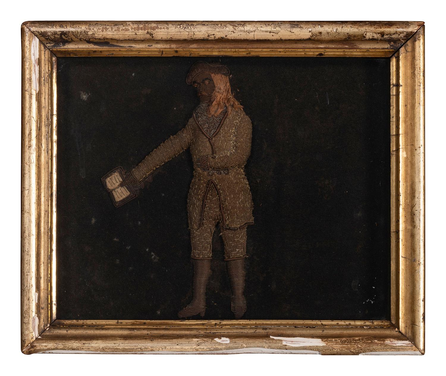 A Metallic Thread Stumpwork Embroidered Picture of Poet