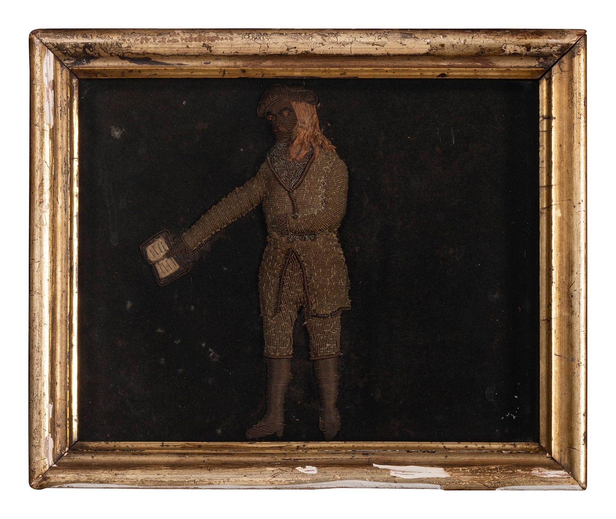 A Metallic Thread Stumpwork Embroidered Picture of Poet