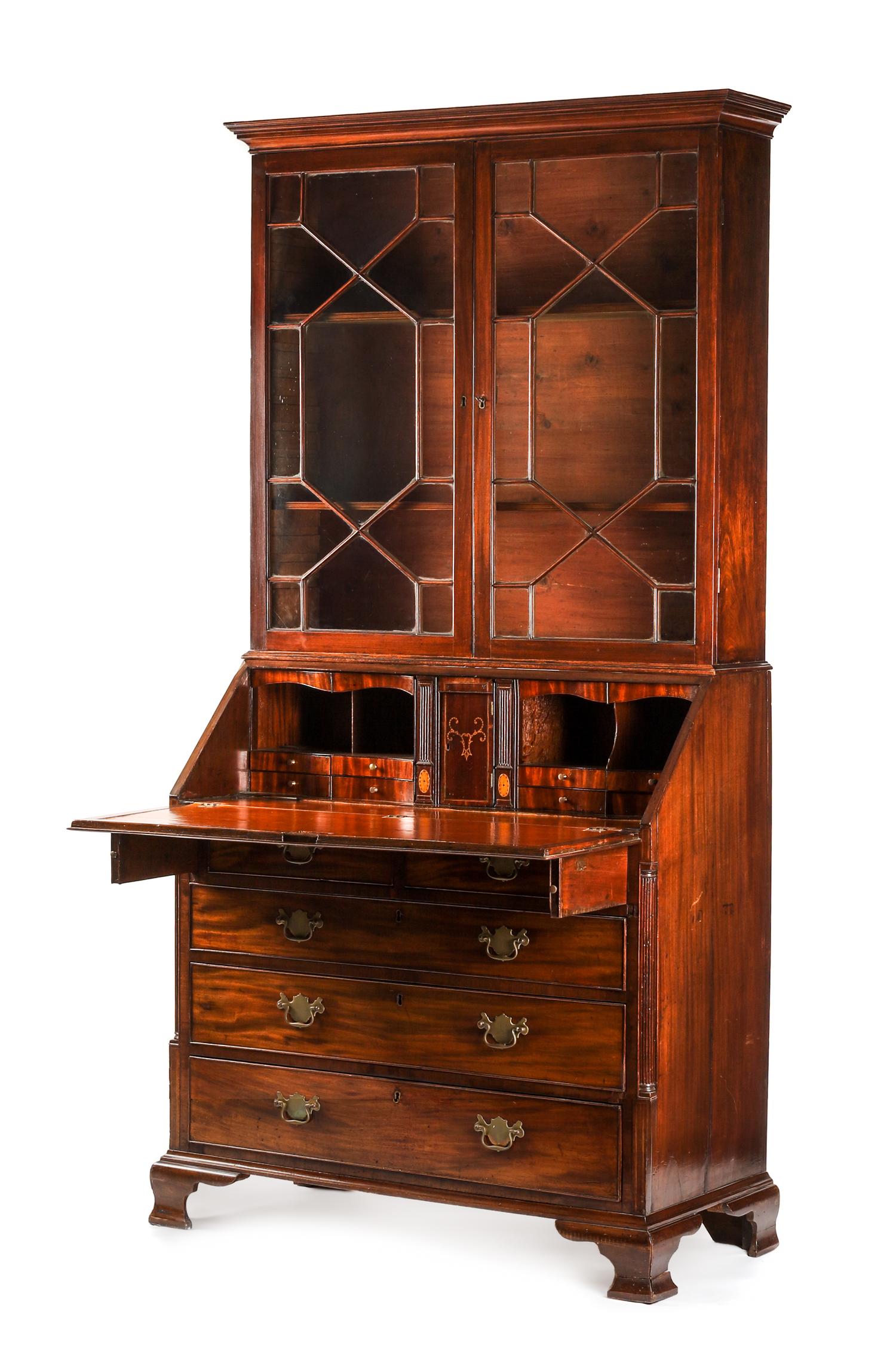 A George III Mahogany Secretary Bookcase Height 91 x width 44 x depth 22 1/2 inches. — LATE 18TH CENTURY
