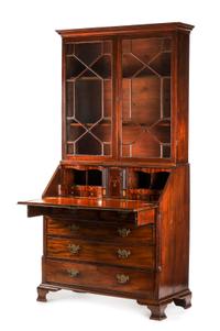 A George III Mahogany Secretary Bookcase Height 91 x width 44 x depth 22 1/2 inches. — LATE 18TH CENTURY