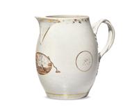 A Chinese Export Porcelain Cider Jug Decorated With A Rare Fire Fighting Scene