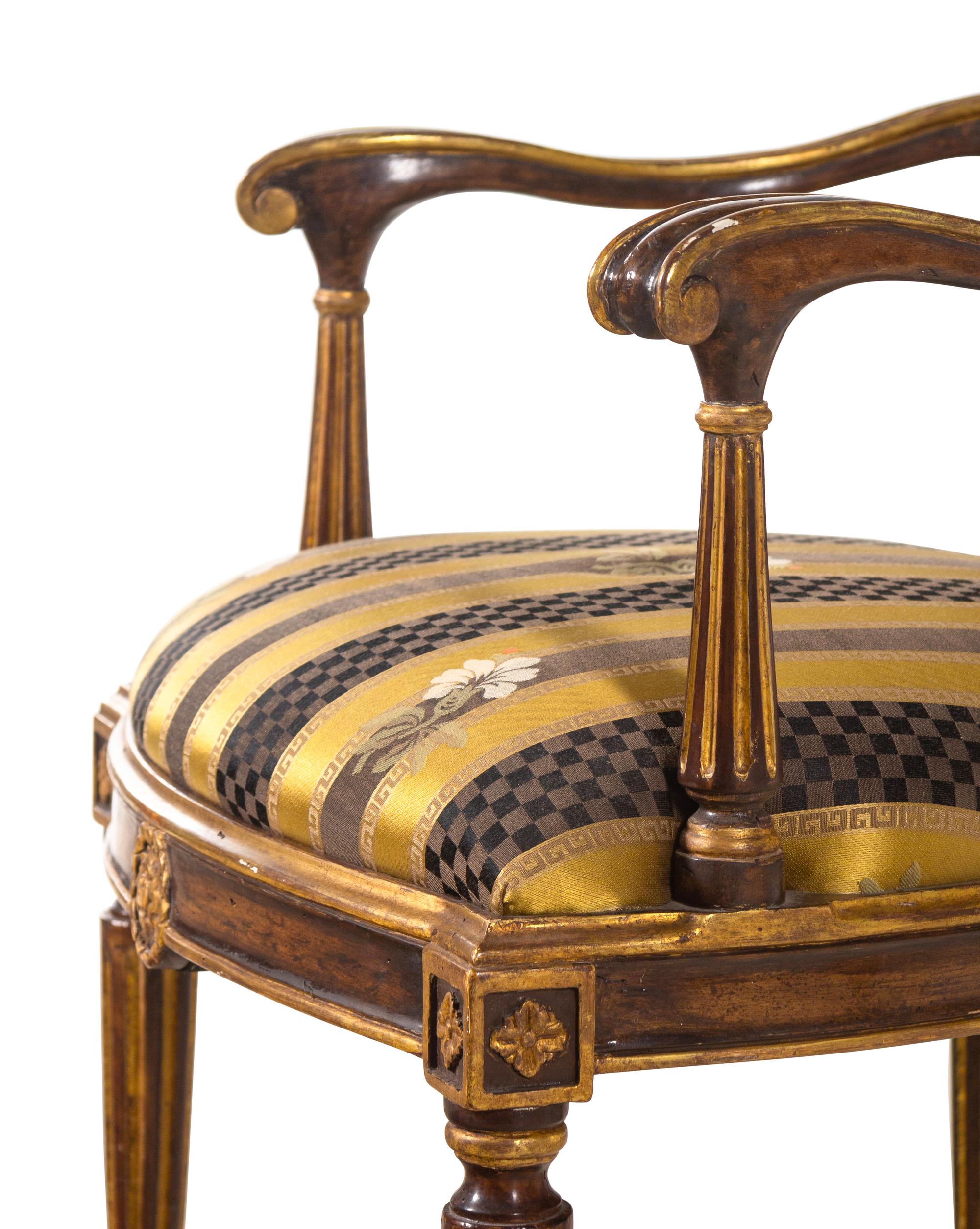 A Pair of Italian Painted and Parcel Gilt Armchairs