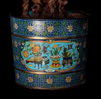 A Large Jade and Cloisonné Enamel Planter