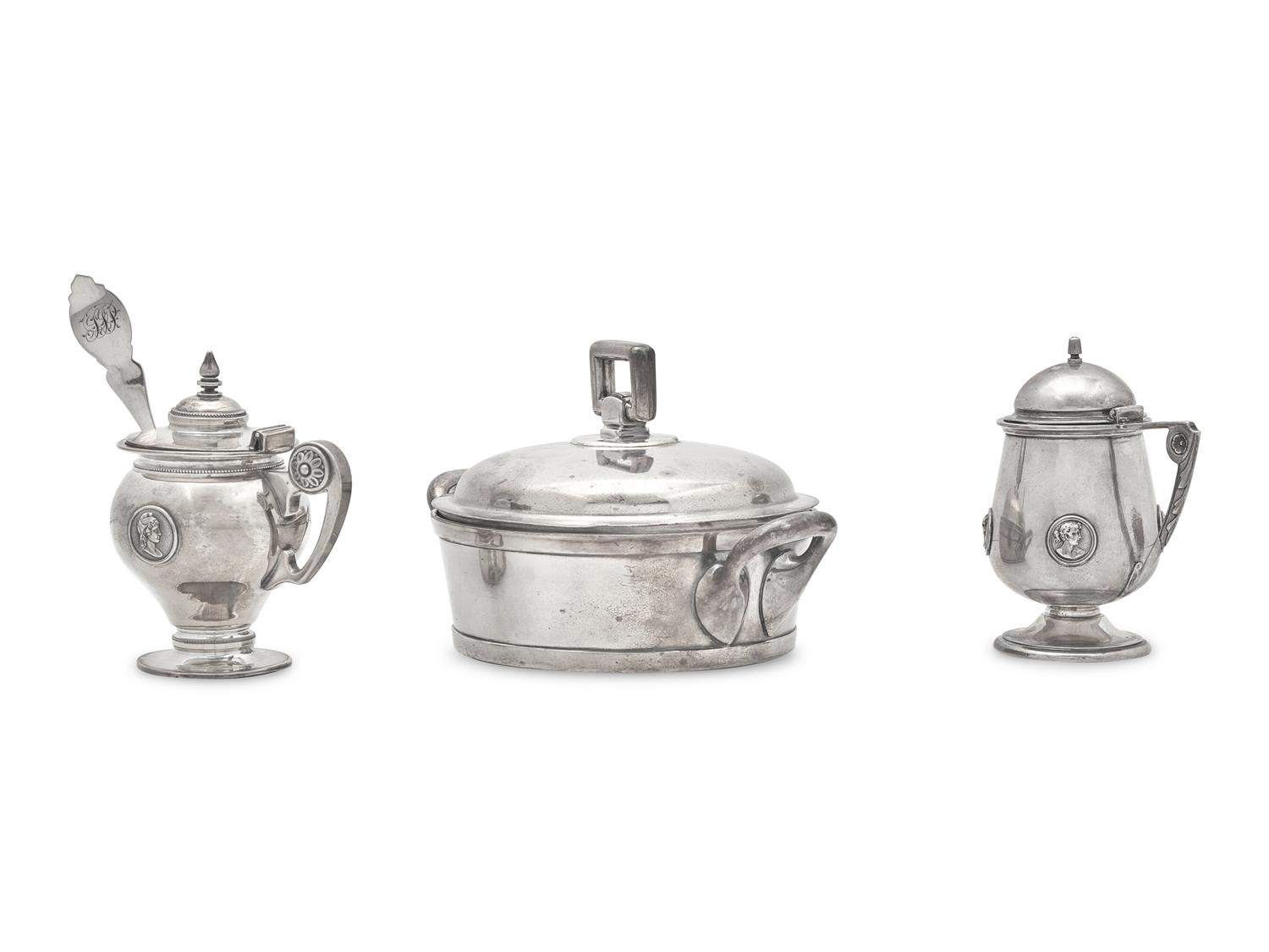 An Assembled Group of Sterling Silver and Coin Silver Tablewares in the "Medallion" Pattern, Various Makers, Late 19th Century