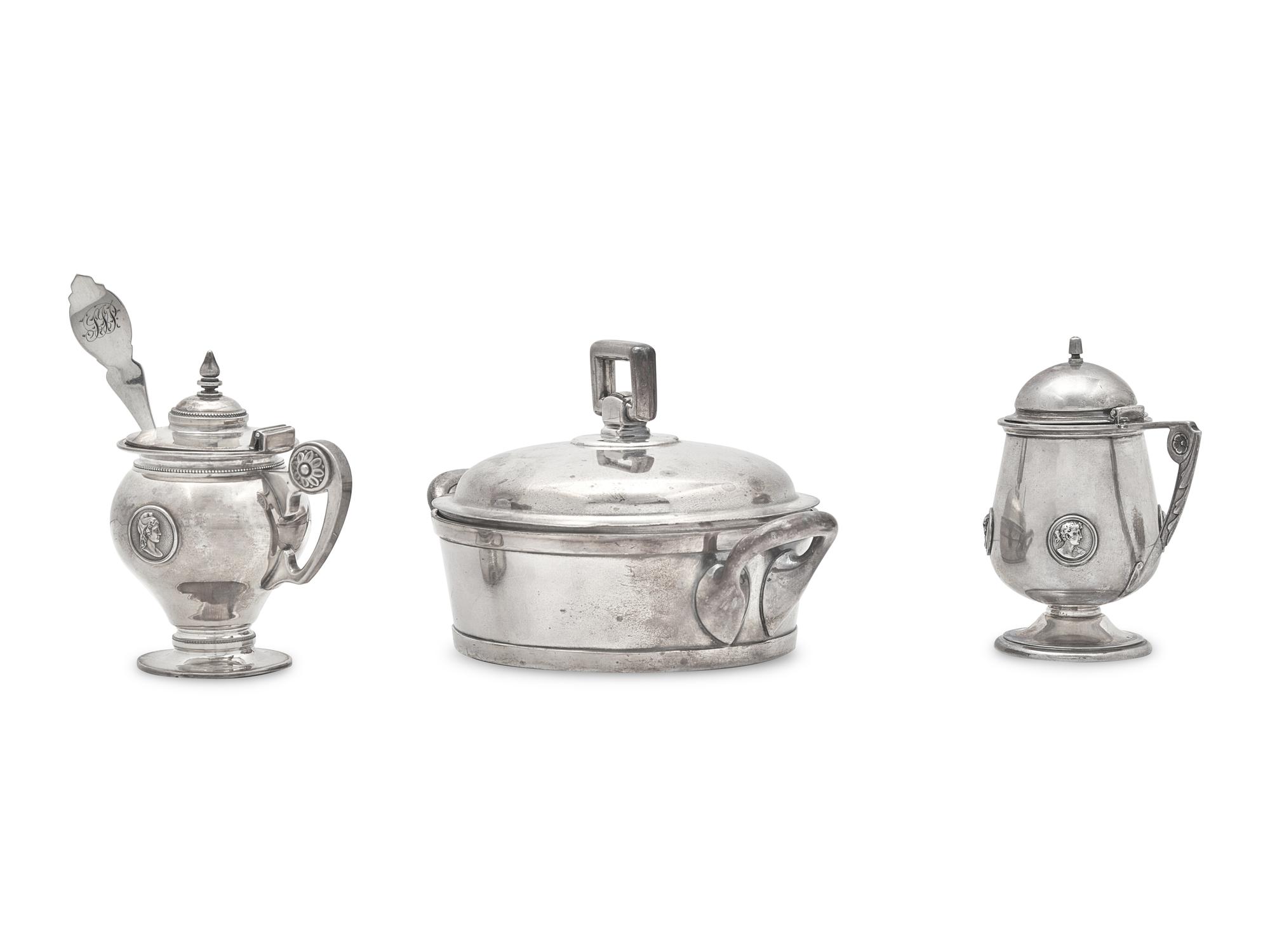 An Assembled Group of Sterling Silver and Coin Silver Tablewares in the "Medallion" Pattern, Various Makers, Late 19th Century