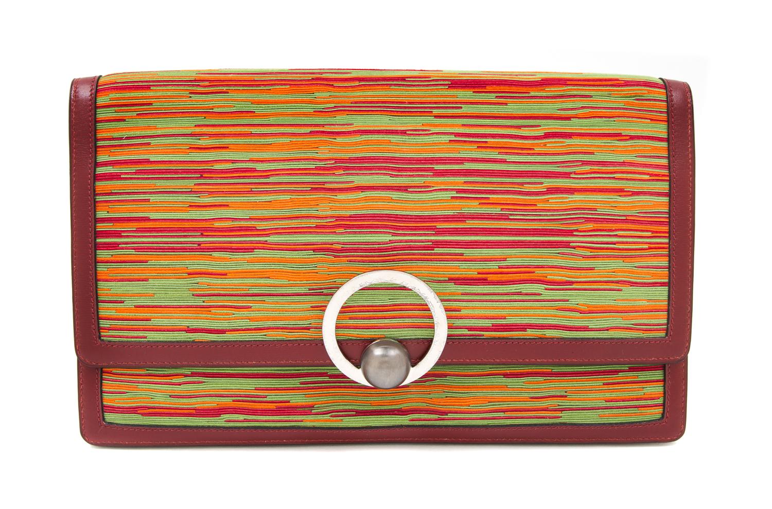 An Hermes Red Vibrato Envelope Clutch, 12.5" x 8" x 1".