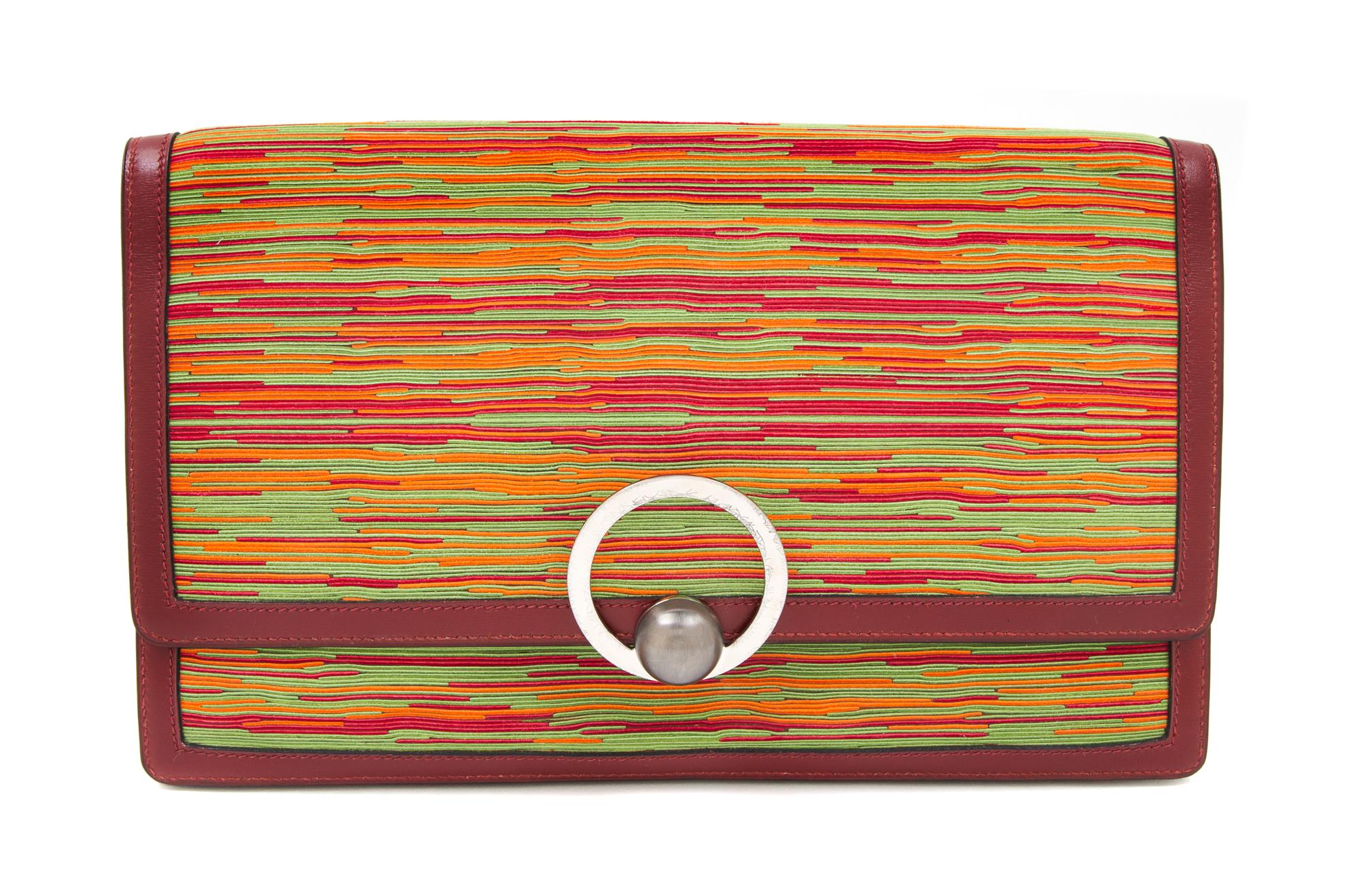 An Hermes Red Vibrato Envelope Clutch, 12.5" x 8" x 1".