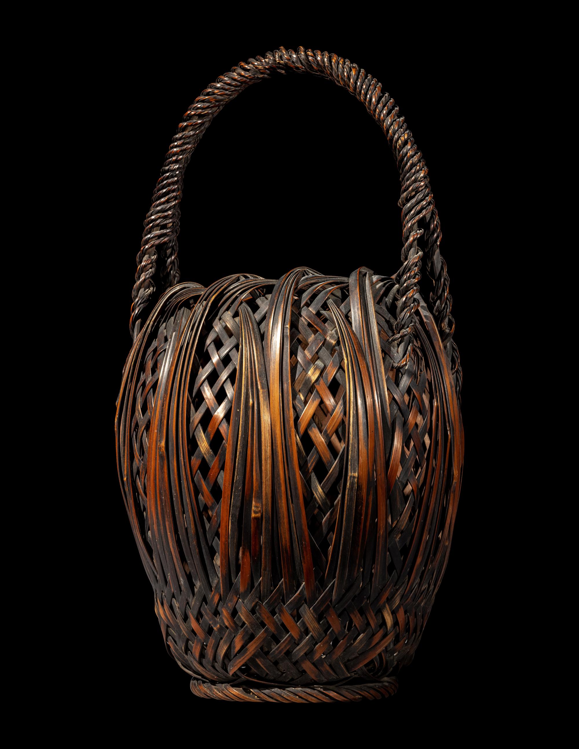 A Japanese Ikebana Bamboo Basket