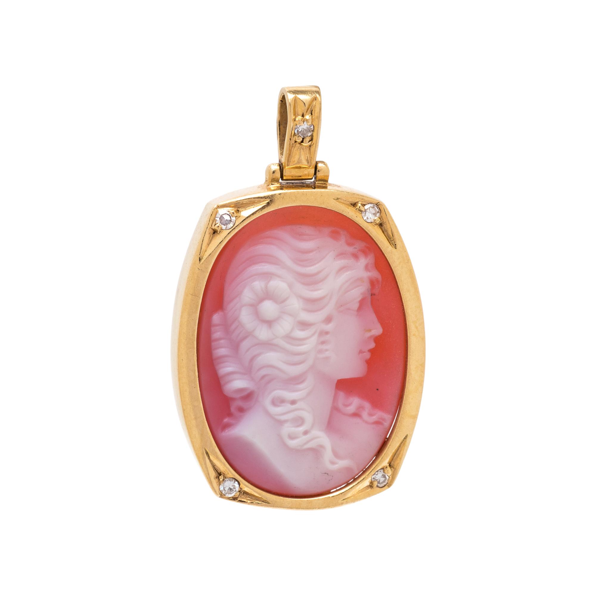 CAMEO AND DIAMOND PENDANT