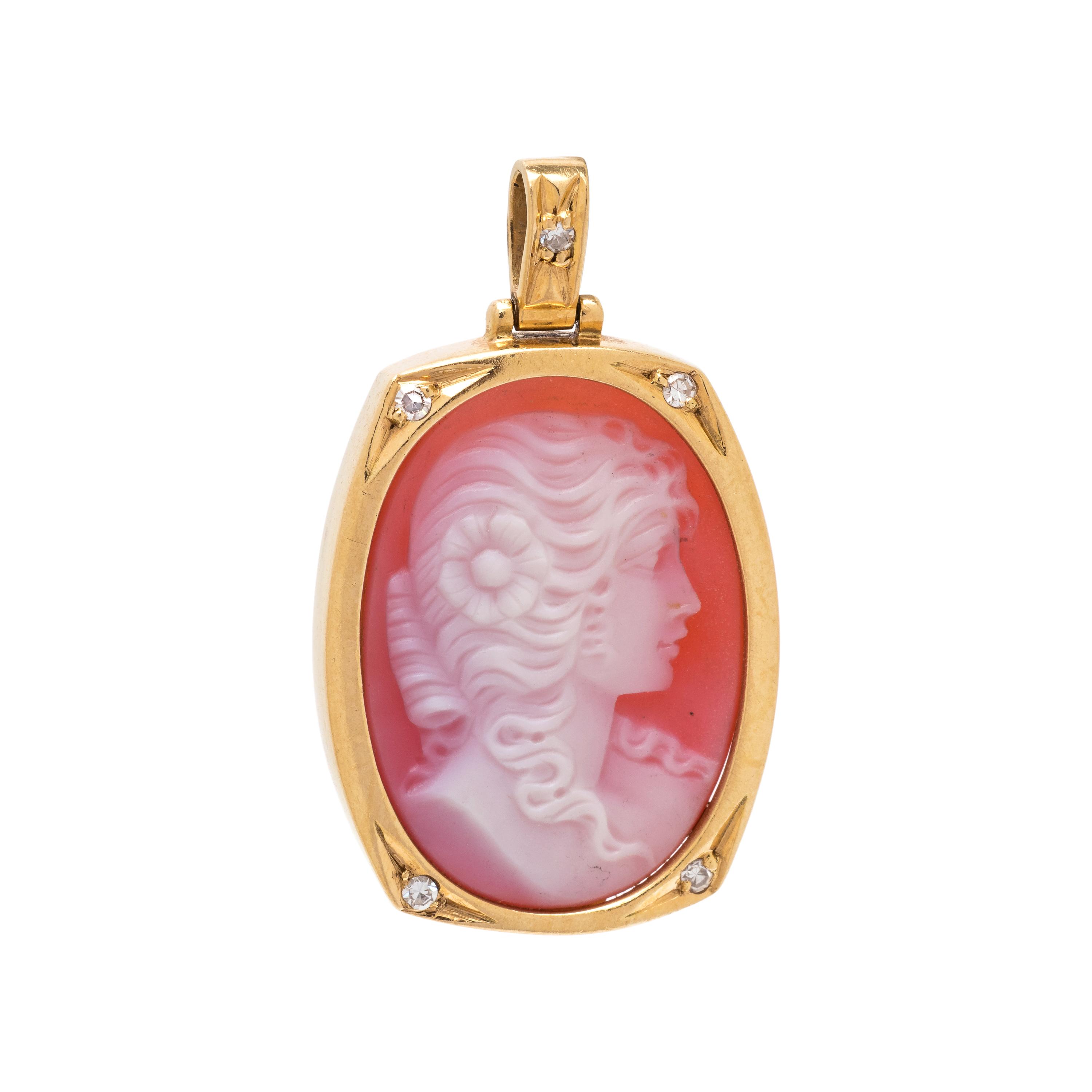 CAMEO AND DIAMOND PENDANT