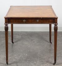 A Sheraton Style Mahogany Side Table Height 28 3/4 x width 30 1/2 x depth 30 1/2 inches. — 20TH CENTURY