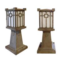 A Pair of Prairie School Cast Iron Bridge Lights 22" W X 22" D X 54.5" H — United States, Circa 1900