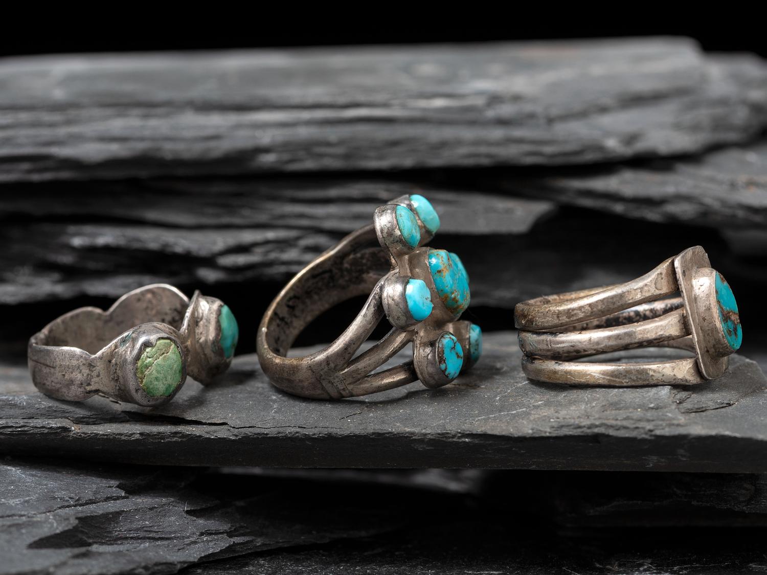 Navajo Ingot and Turquoise Rings, Collected by Hoffman Birney (1891-1958)