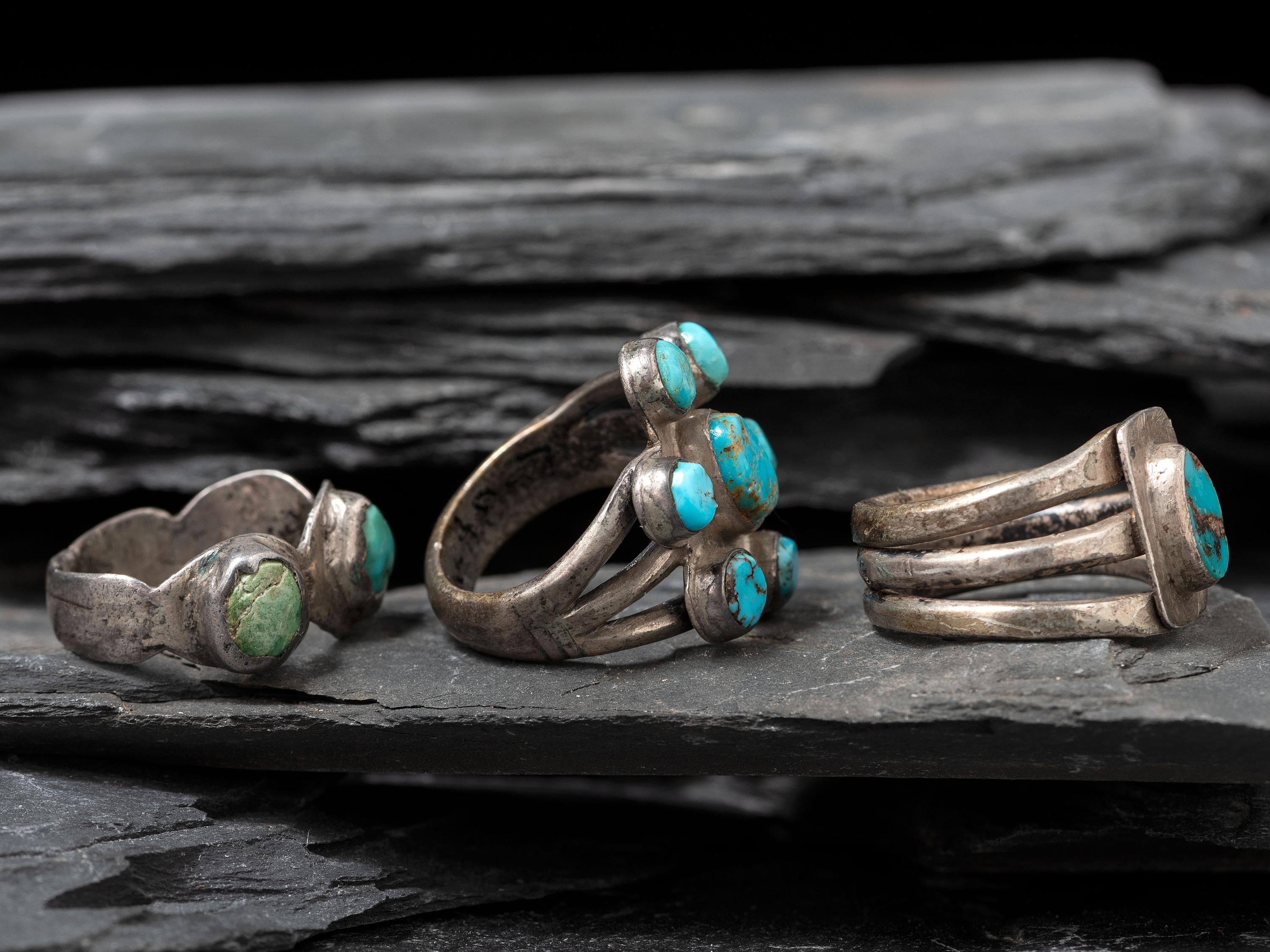 Navajo Ingot and Turquoise Rings, Collected by Hoffman Birney (1891-1958)
