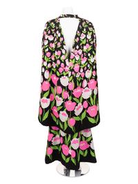 Givenchy Haute Couture Tulip-Print Dress and Cape, 1973