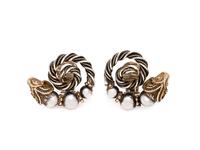 ZOLOTAS, SILVER AND YELLOW GOLD RAM'S HEAD EARCLIPS