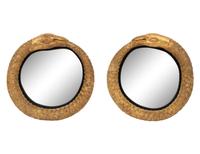 A Pair of Giltwood Snake Motif Mirrors