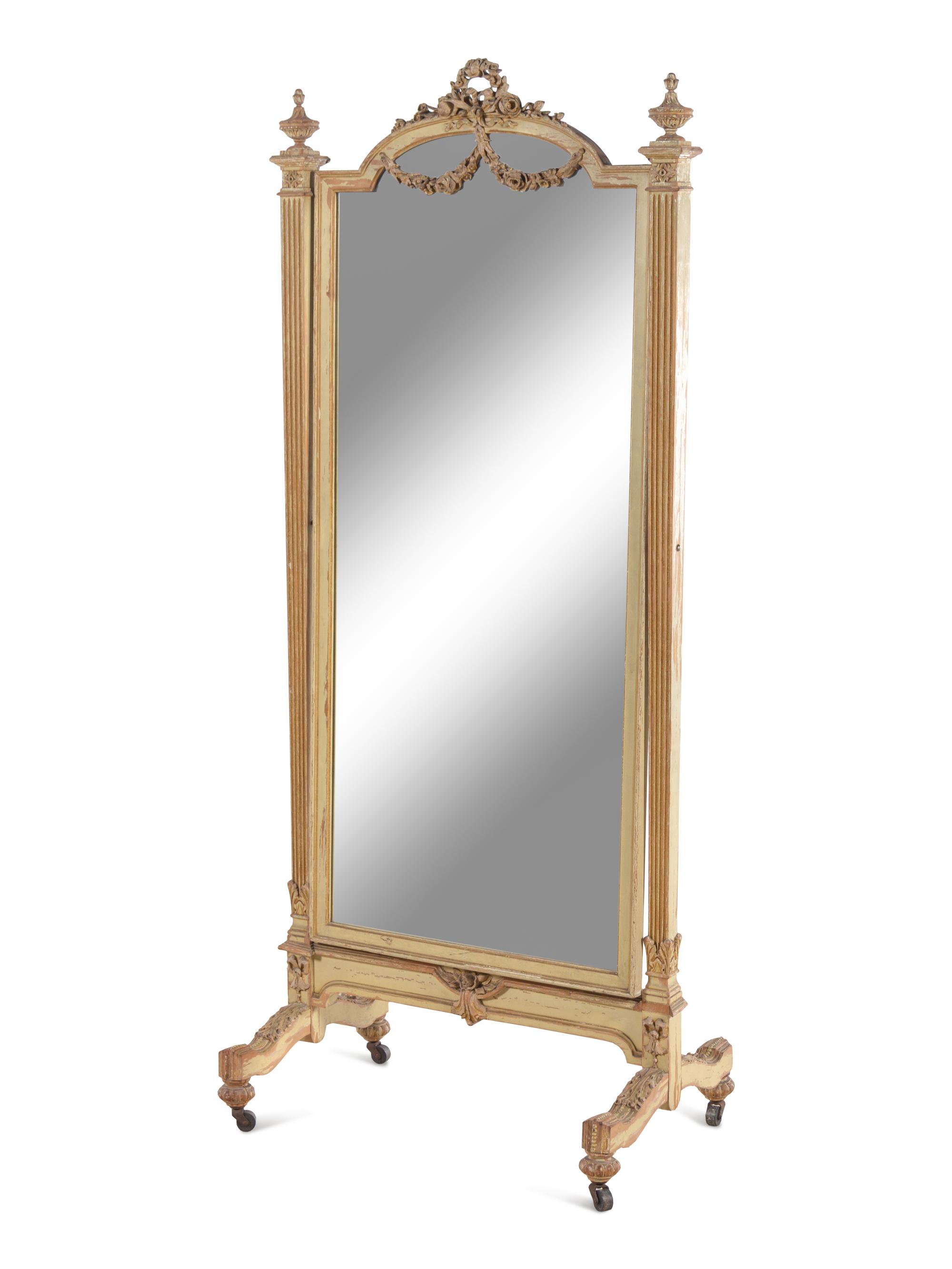 A Neoclassical Painted Cheval Mirror