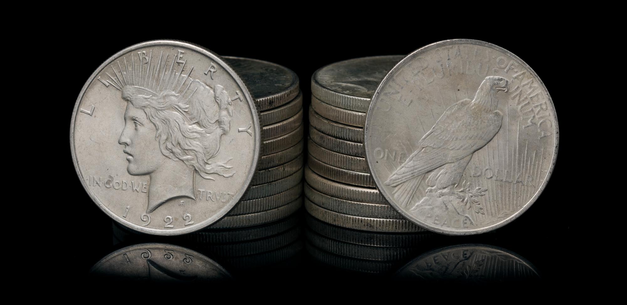 A Group of Twenty United States 1922 Peace Silver Dollar Coins