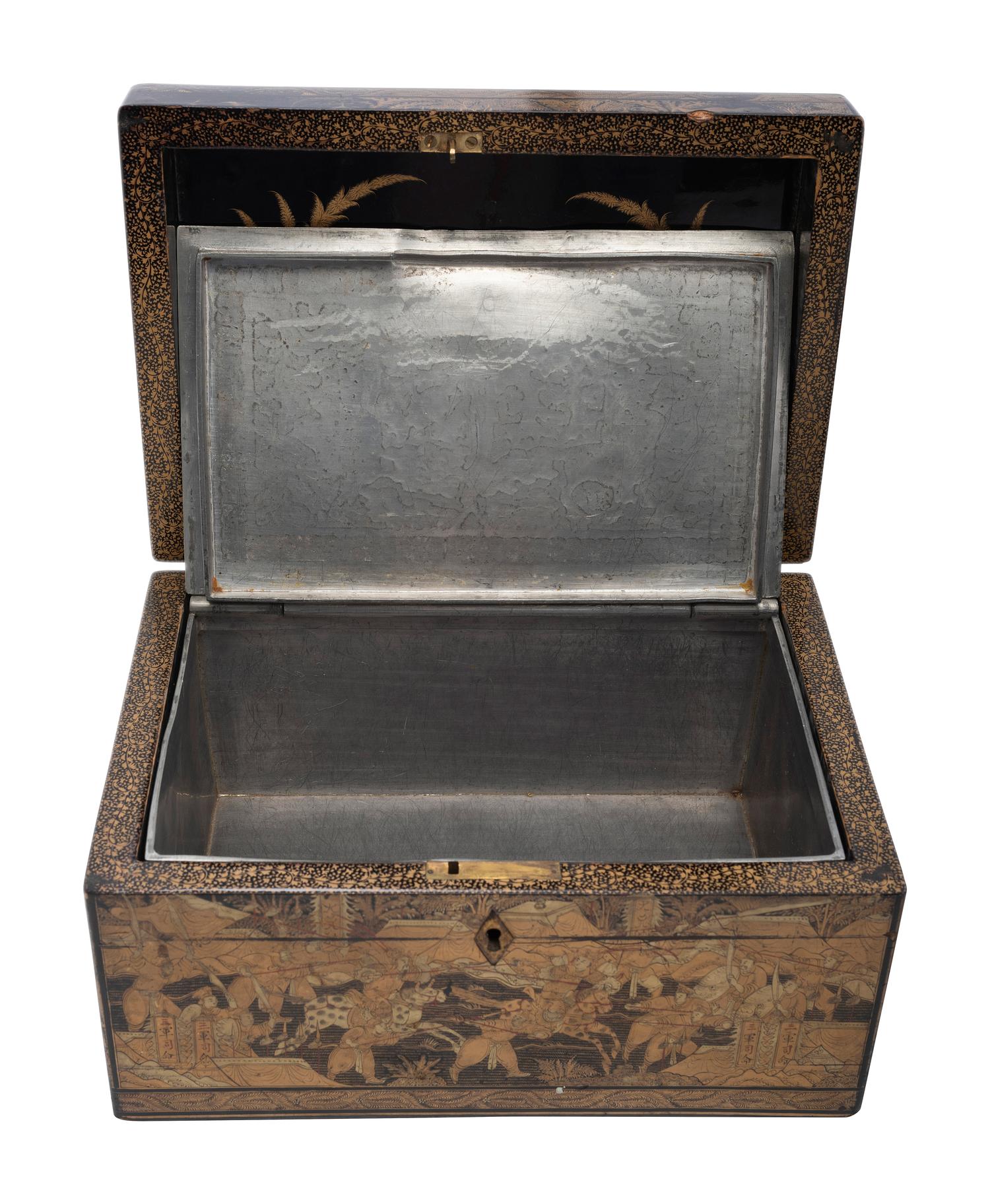 A Lacquer Tea Caddy and a Rosewood Toiletry Box