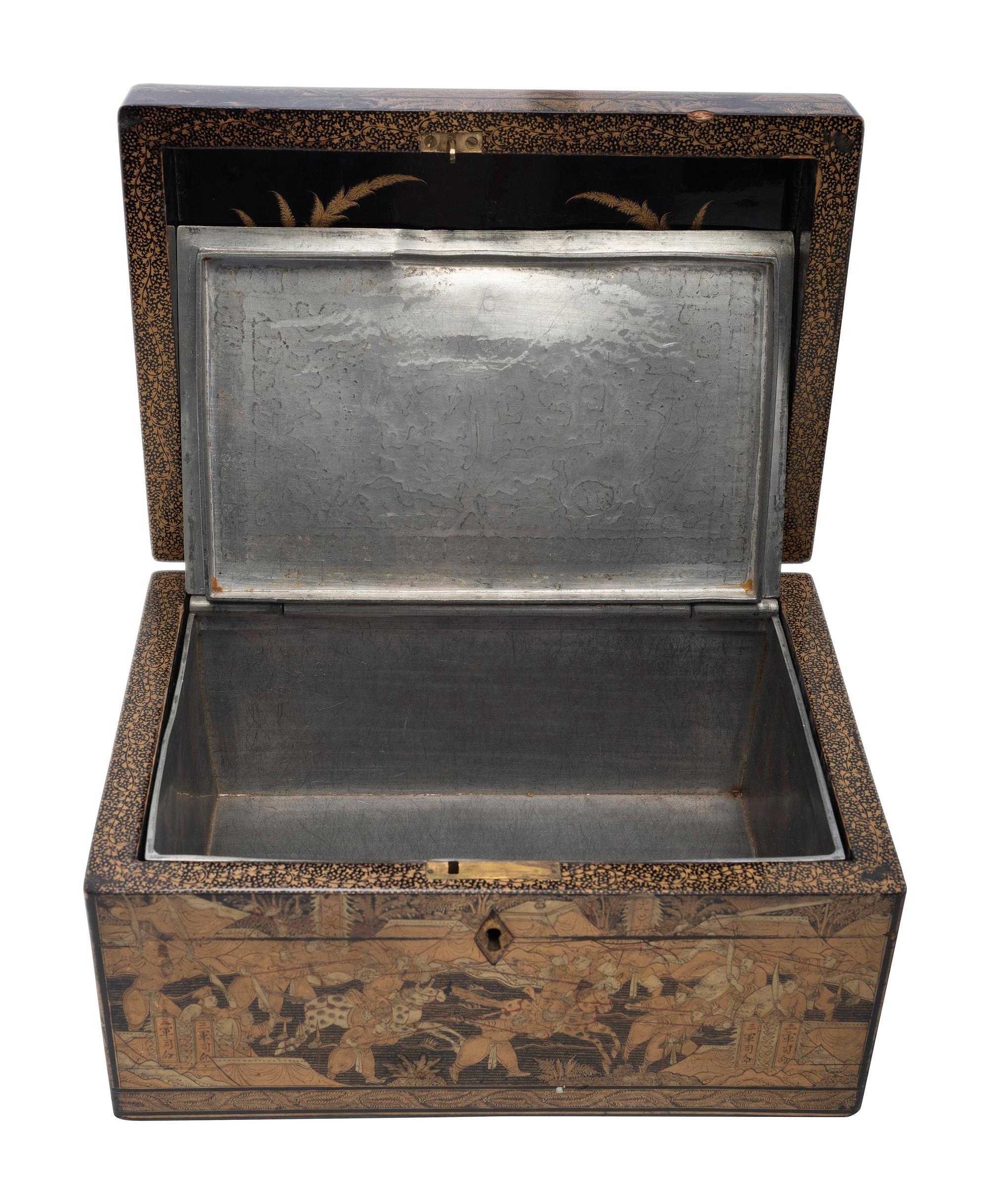 A Lacquer Tea Caddy and a Rosewood Toiletry Box