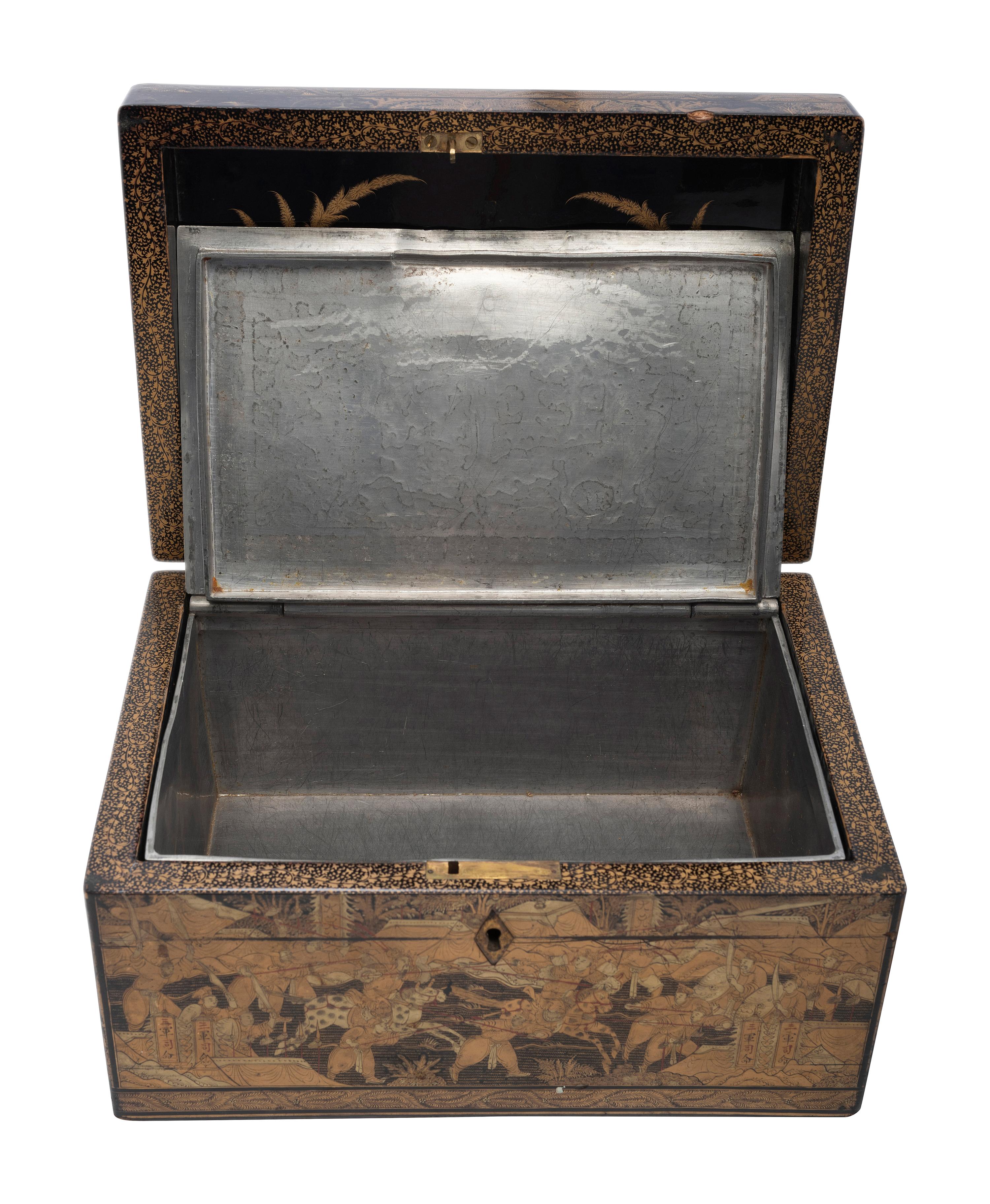 A Lacquer Tea Caddy and a Rosewood Toiletry Box