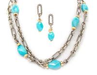 A Collection of Sterling Silver, 14 Karat Yellow Gold and Turquoise Jewelry, David Yurman, 61.40 dwts.