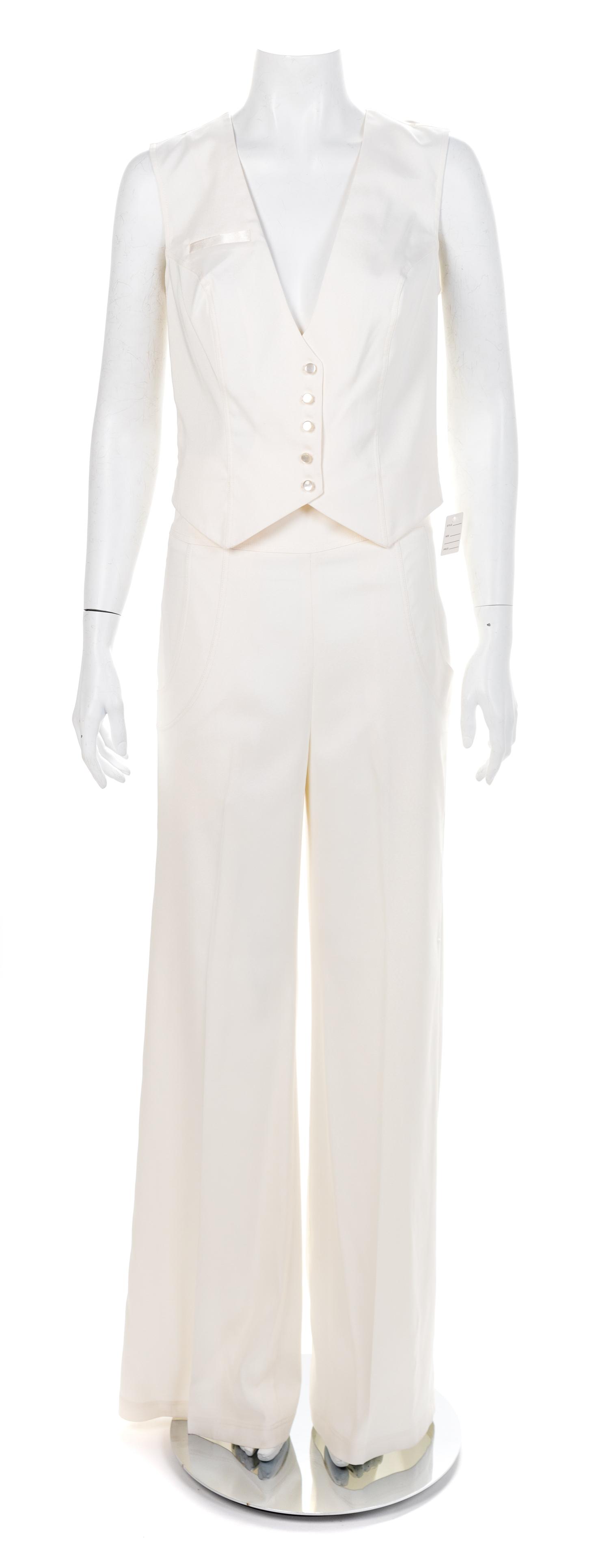 Louis Verdad Three-Piece Cream Pant Suit, 1980-90s No size label