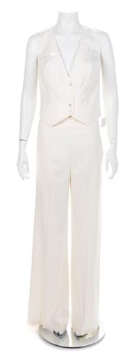 Louis Verdad Three-Piece Cream Pant Suit, 1980-90s No size label
