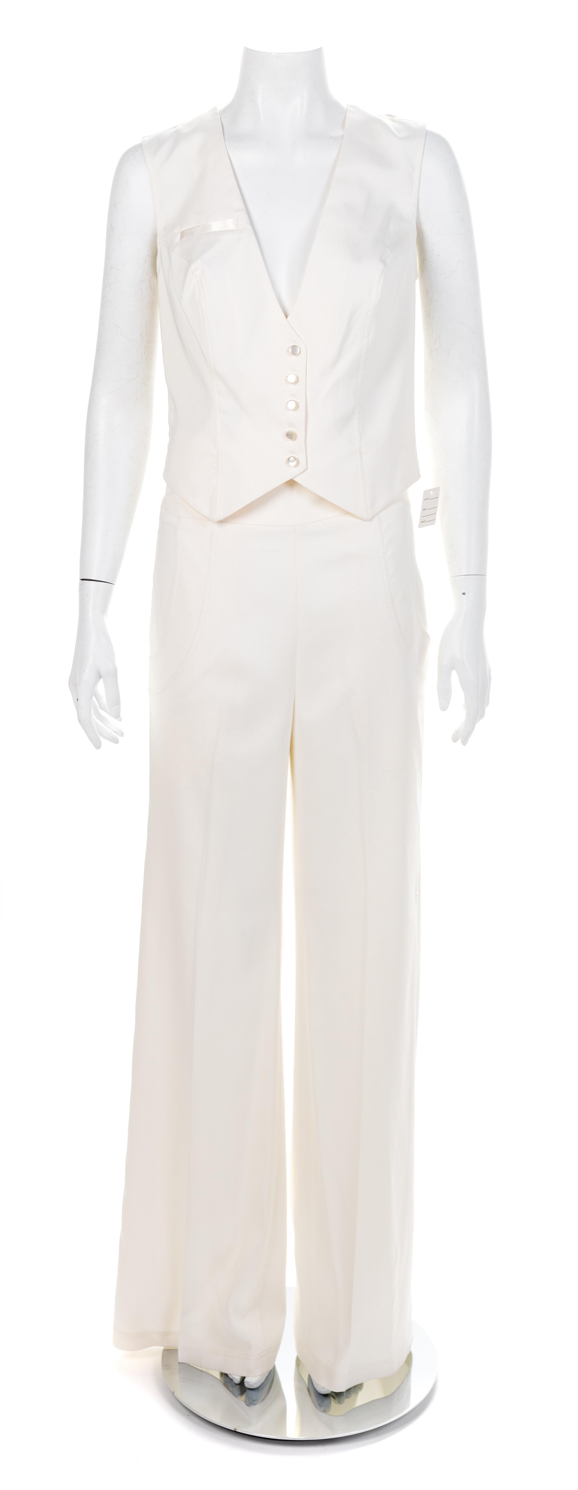 Louis Verdad Three-Piece Cream Pant Suit, 1980-90s No size label