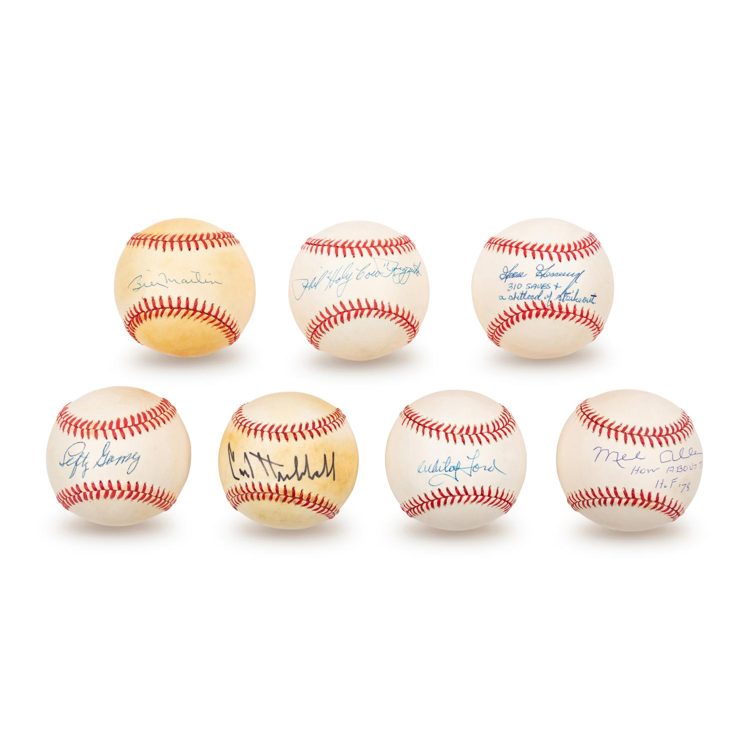 A Collection of New York Yankees Hall of Fame and Notable Signed Autograph Baseballs
