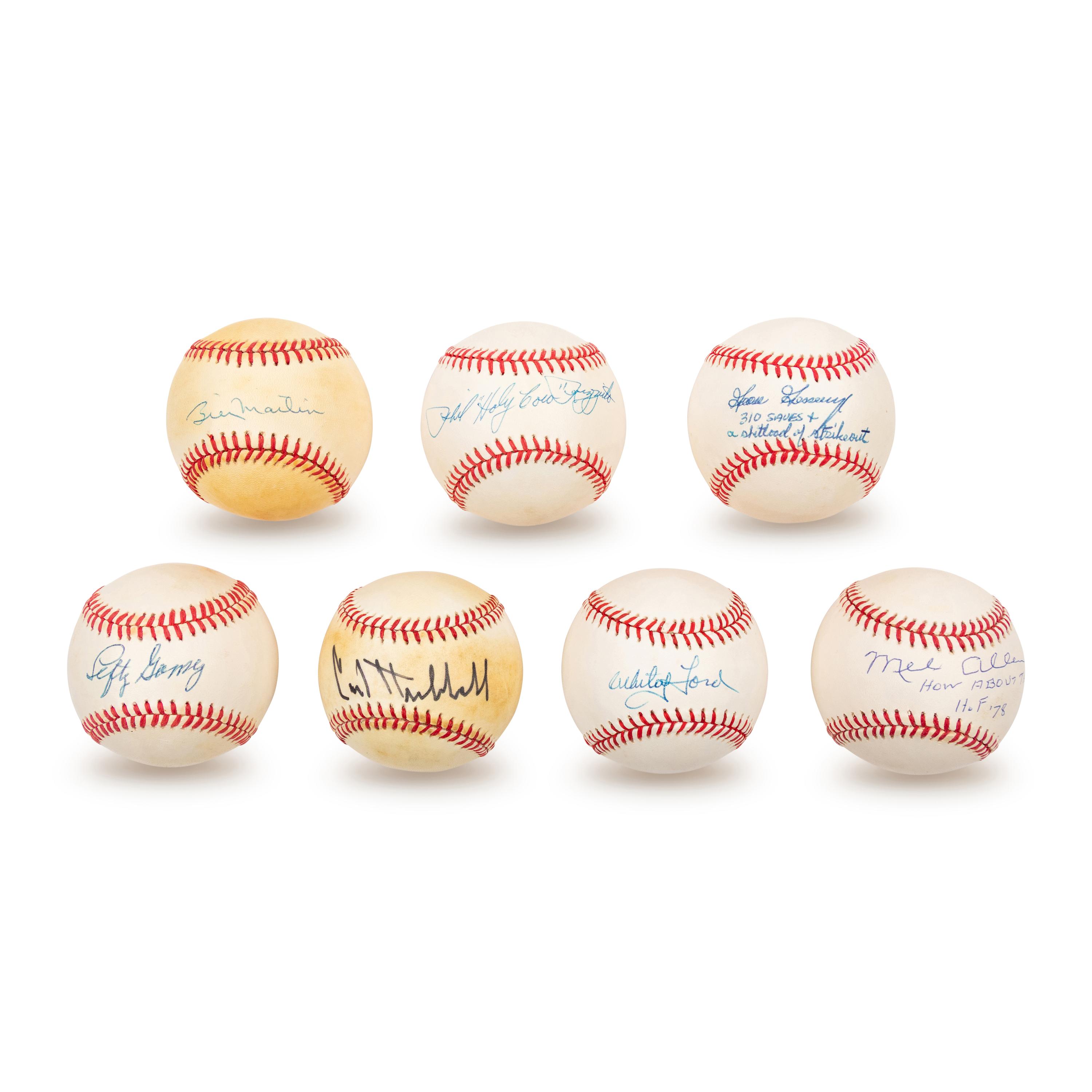 A Collection of New York Yankees Hall of Fame and Notable Signed Autograph Baseballs