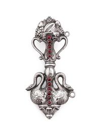 A Continental Garnet-Mounted Silver Needle Case