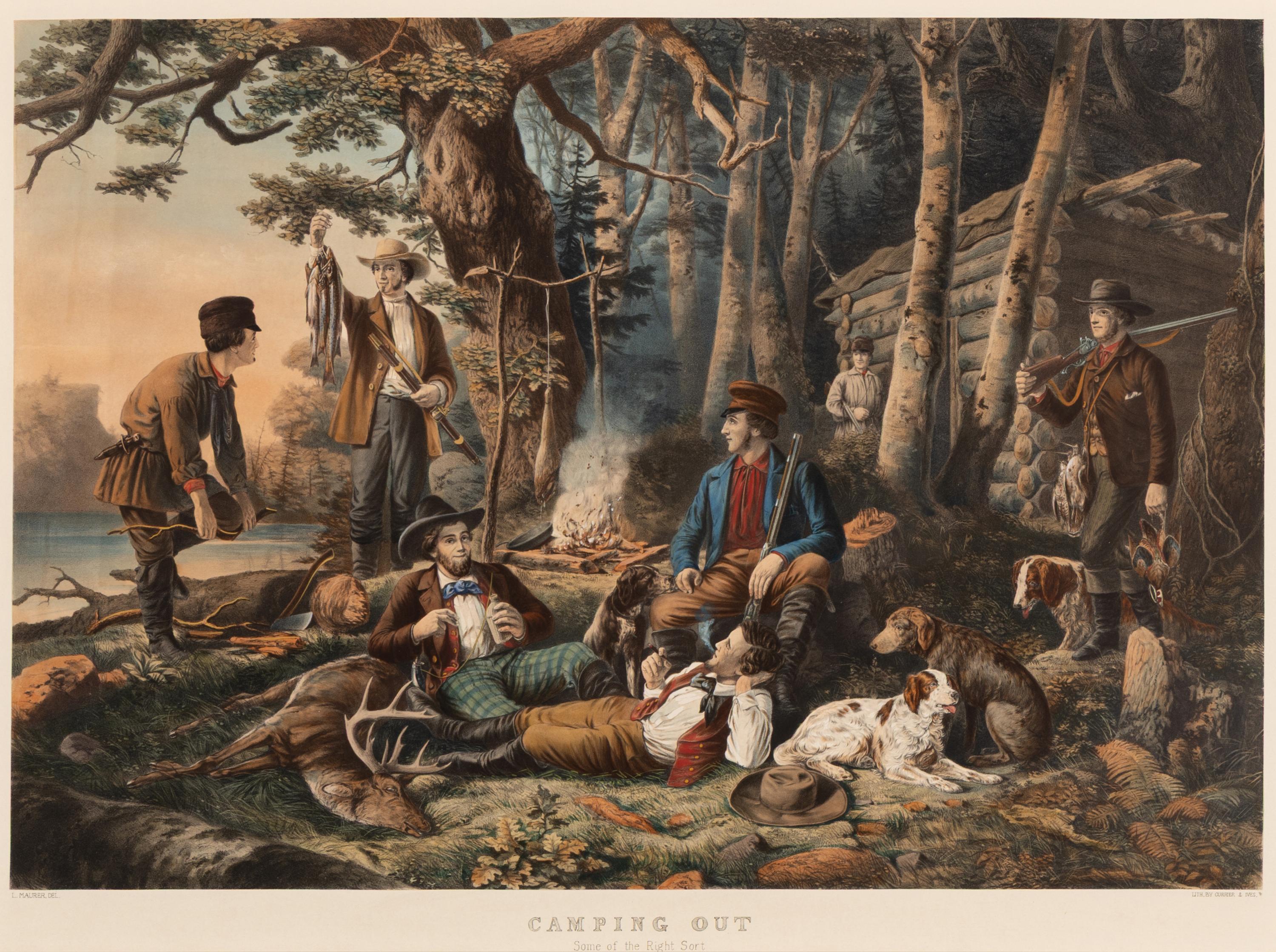 Currier and Ives, publishers -- After L. Maurer Camping Out. "Some of the Right Sort." , 1856 (G.0867)