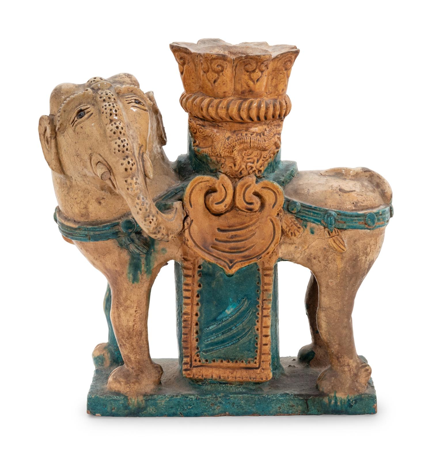 A Chinese Polychrome Glazed Pottery Elephant