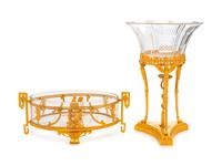 Two French Gilt Bronze Mounted Glass Center Bowls