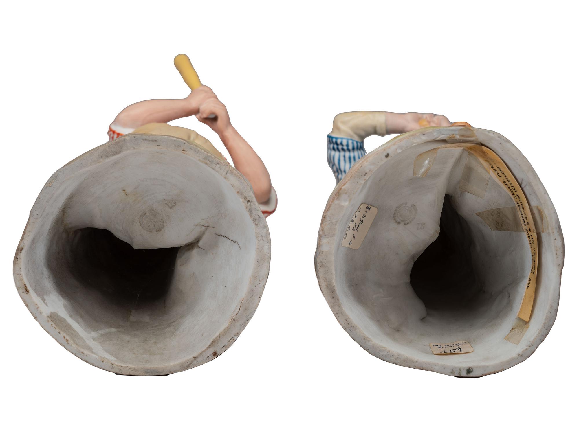 A Pair of German Bisque Porcelain Baseball Figures