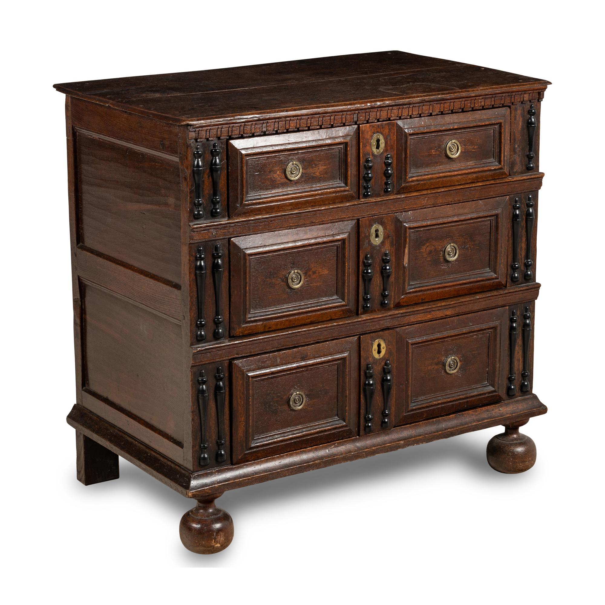 A Charles II Oak Chest of Drawers