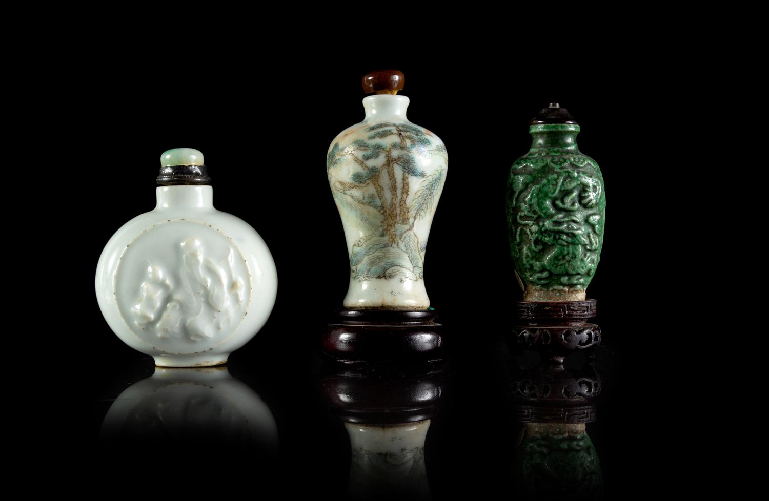Three Chinese Porcelain Snuff Bottles