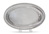 An Italian Silver Tray, Alphonse Lapaglia, 20th Century, of oval form with an applied rim.