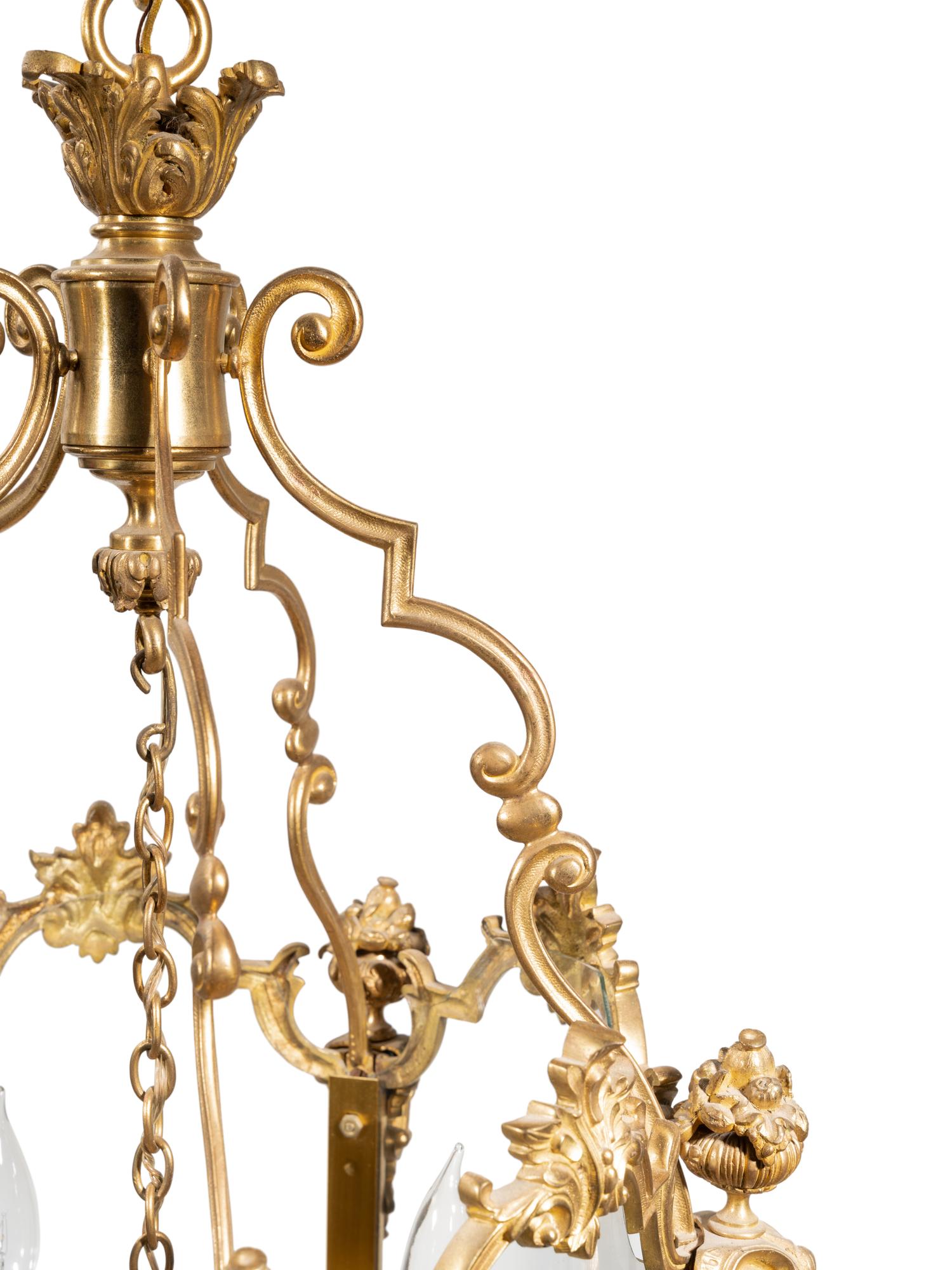 A Louis XVI Style Gilt Bronze Hall Lantern