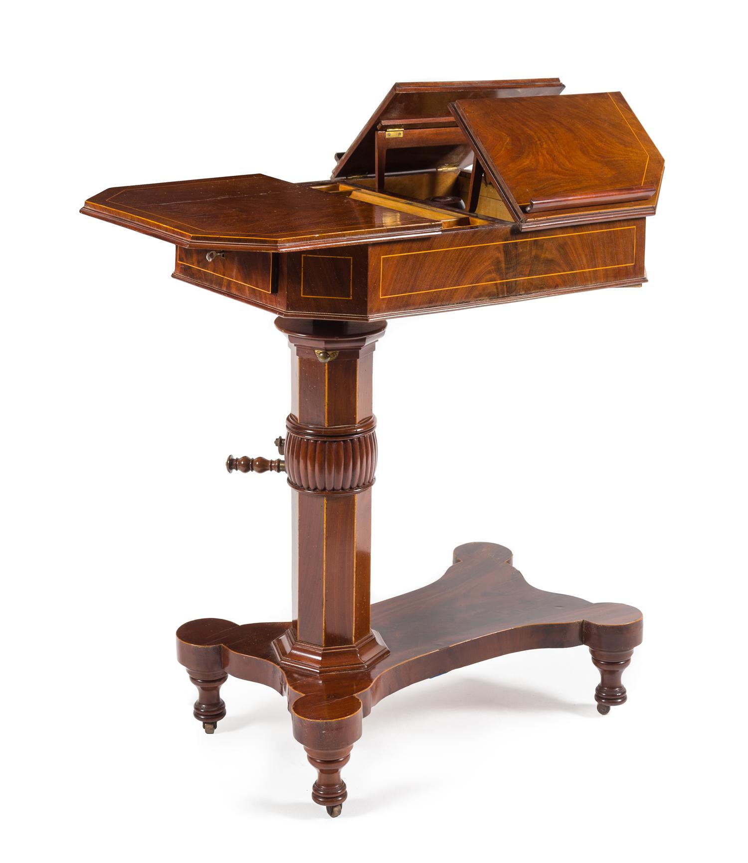 An Italian Mahogany Bedside Dressing Table Height 35 x width 28 3/4 x depth 19 inches. — 19TH CENTURY