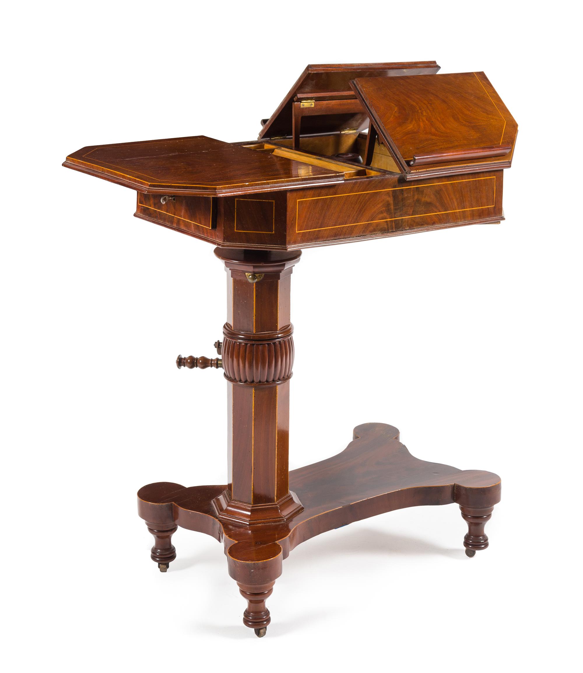 An Italian Mahogany Bedside Dressing Table Height 35 x width 28 3/4 x depth 19 inches. — 19TH CENTURY