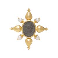 ELIZABETH LOCKE, LAVA CAMEO AND CULTURED PEARL BROOCH PENDANT